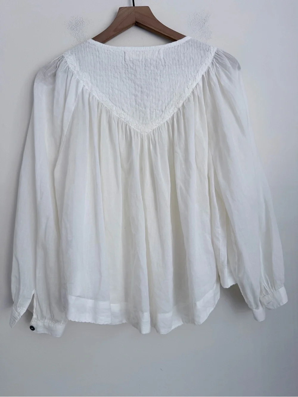 Free People Cool Meadow Blouse Top sheer flowy oversized cottage peasant XS - Picture 4 of 9